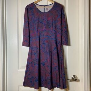 Title Nine Paisley Print 3/4 Sleeve Dress Size Medium M Athleisure Active Witchy